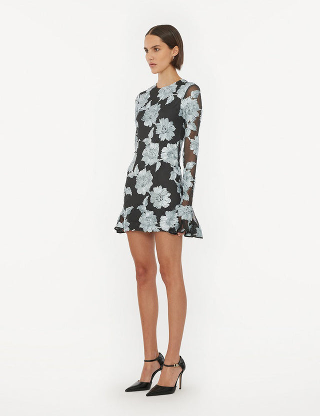 ROTATE - Flower Mesh Ls Mini Dress