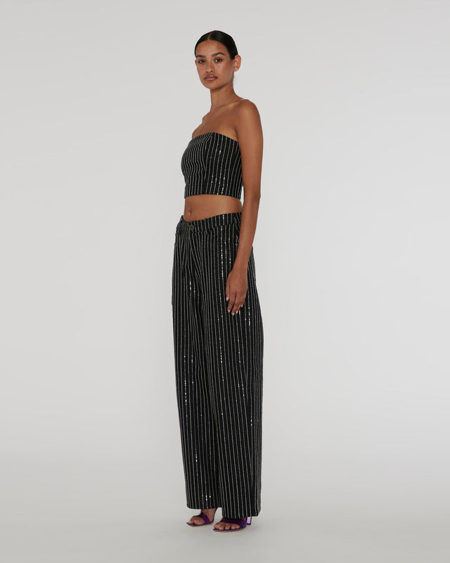 ROTATE - Sequin Twill Wide Pants